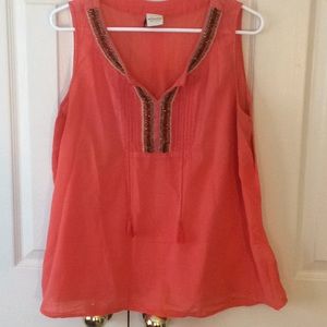 Gauzy beaded tank top.